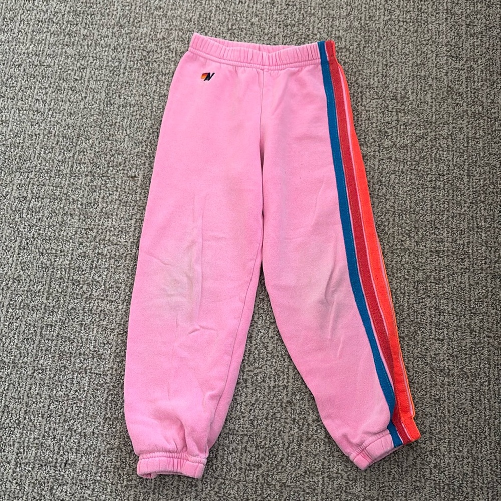 Pink Aviator Nation Neon Stripe Sweatpants size 6